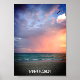 Anpassningsbar Beach Sunset MIAMI BEACH Florida Ro Poster