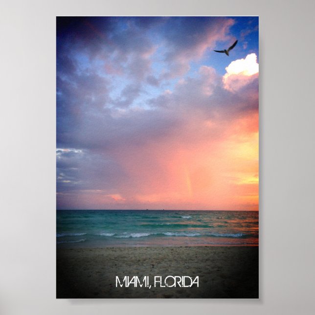 Anpassningsbar Beach Sunset MIAMI BEACH Florida Ro Poster (Framsidan)