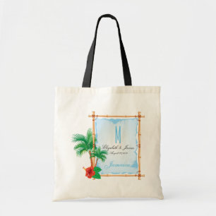 Anpassningsbar Beach Wedding Monogram Tygkasse