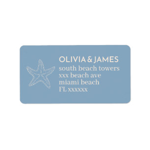 ANPASSNINGSBAR BEACH WEDDING-RETURETIKETTER ADRESSETIKETT
