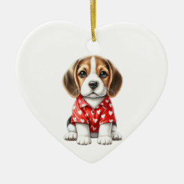 Anpassningsbar Beagle Hund Roligt Valentine Orname Julgransprydnad Keramik