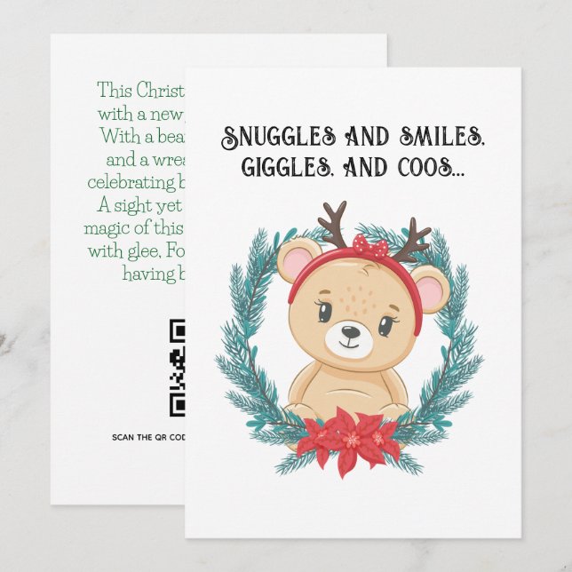 Anpassningsbar Bear Baby Första julen QR-koden Häl (Fram/baksida)