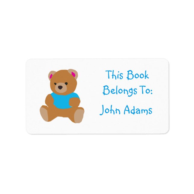 Anpassningsbar Bear-etikett (Bok Tillhör to:) Adressetikett (Framsidan)