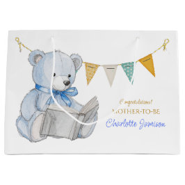 Anpassningsbar Bear läsa en bok Baby Shower