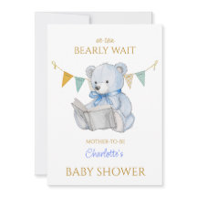 Anpassningsbar Bear läsa en bok Baby Shower