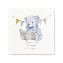 Anpassningsbar Bear läsa en bok Baby Shower