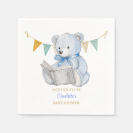 Anpassningsbar Bear läsa en bok Baby Shower Pappersservett