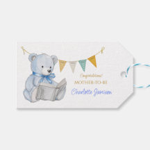 Anpassningsbar Bear läsa en bok Baby Shower