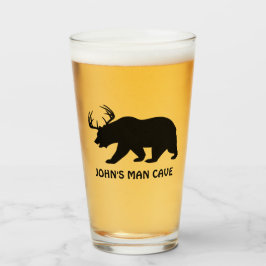 Anpassningsbar Bear med Hjort Antlers Beer Glass Glaskopp