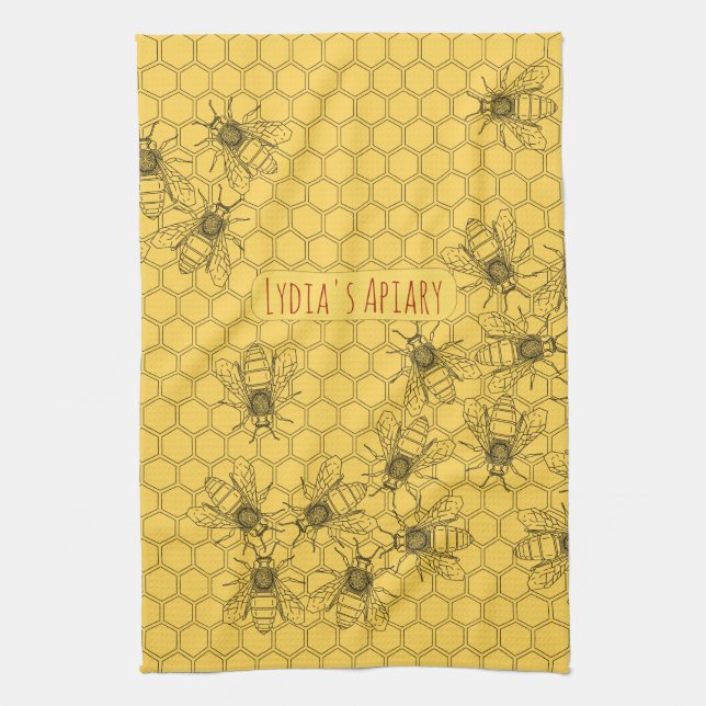 Anpassningsbar Bee Apiary Kitchen Towel Kökshandduk (Vertikal)