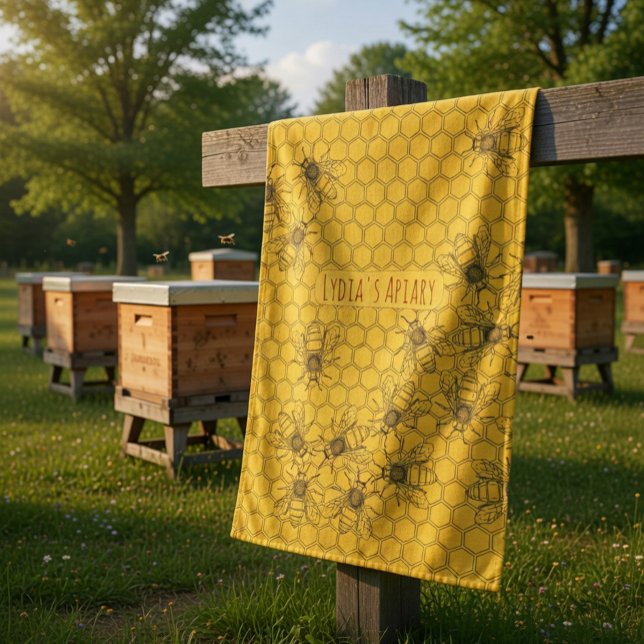 Anpassningsbar Bee Apiary Kitchen Towel Kökshandduk (Skapare uppladdad)