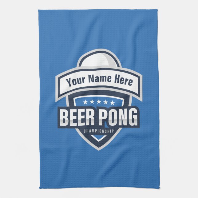 Anpassningsbar Beer Pong Mästerskappslogotyp Kökshandduk (Vertikal)