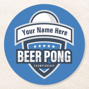 Anpassningsbar Beer Pong Mästerskappslogotyp Underlägg Papper Rund