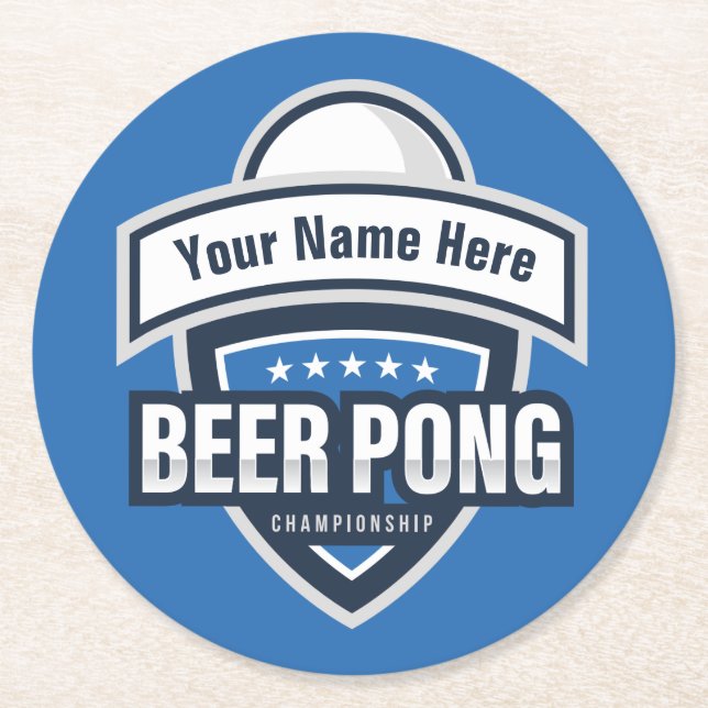 Anpassningsbar Beer Pong Mästerskappslogotyp Underlägg Papper Rund (Framsidan)
