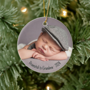 Anpassningsbar befordrad till Grandma Photo Julgransprydnad Keramik