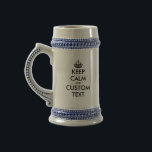 Anpassningsbar Behålla Lugn meme klassisk ölstein Sejdel<br><div class="desc">Anpassningsbar Behålla Lugn meme klassisk ölstein. Gör din egen lustiga behålla lugn och fortsätt citera. Coola som dricker gåva till vänner och familj.</div>