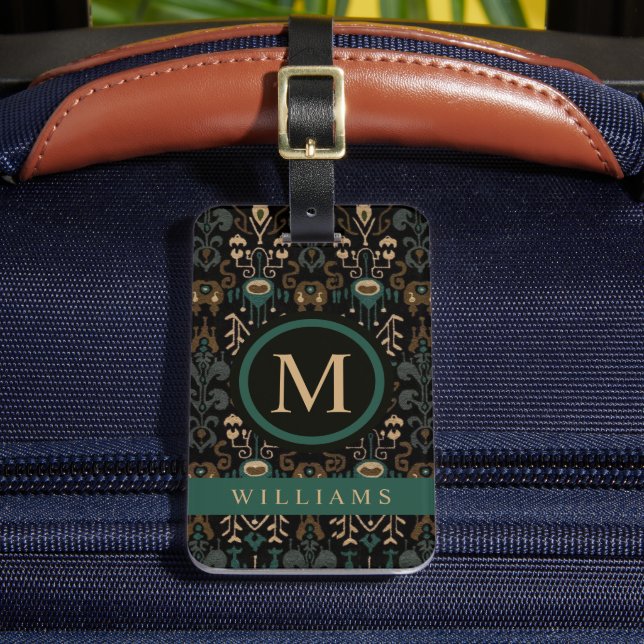 Anpassningsbar Beige Black Brown Grönt Aztec Mönst Bagagebricka (Framsida Insitu 2)