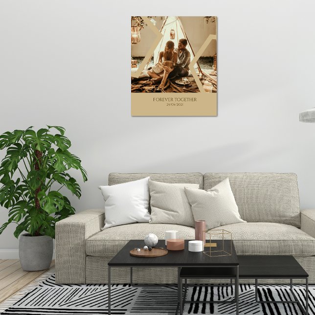 Anpassningsbar Beige bröllop datum Stretched Canva Canvastryck (Skapare uppladdad)