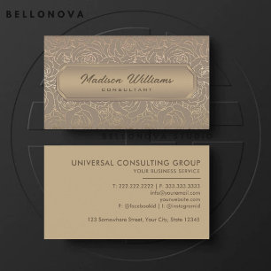 Anpassningsbar Beige Brown Grått Guld Flowers Prof Visitkort