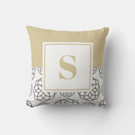 Anpassningsbar Beige Grått Mönster Monogrammed Kudde