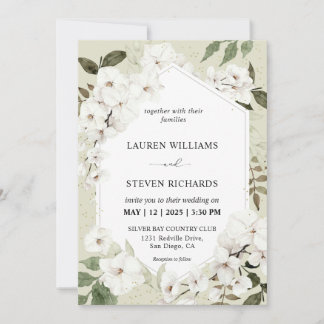 Anpassningsbar Beige Grått White Orchid Ram Bröllo Inbjudningar