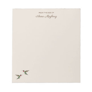 Anpassningsbar Beige Hummingbird Anteckningsblock