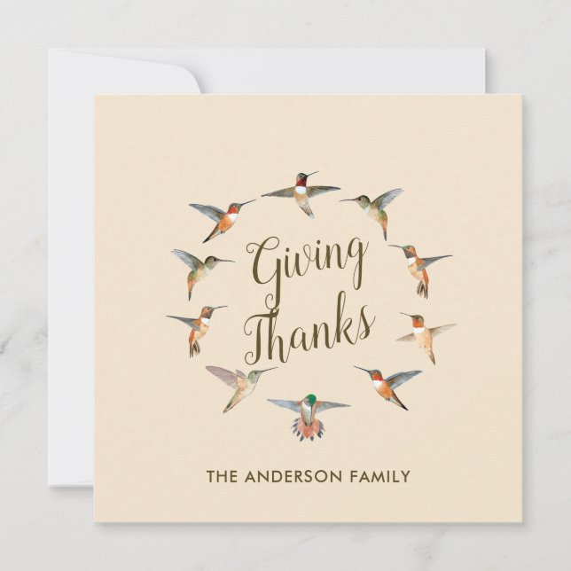 Anpassningsbar Beige Hummingbird Julkort (Framsida)