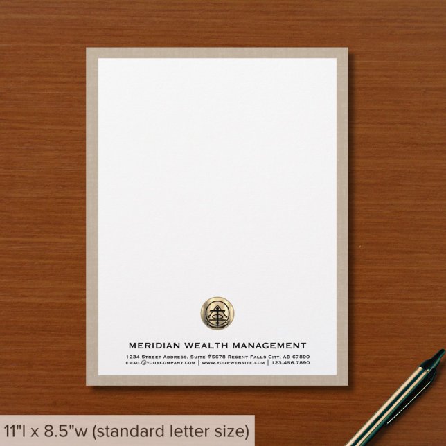 Anpassningsbar Beige Linen Print Letterhead Brevhuvud (Skapare uppladdad)