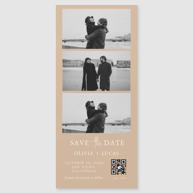 Anpassningsbar Beige QR-kod Fotoremsor Magnetic Br (Framsida)