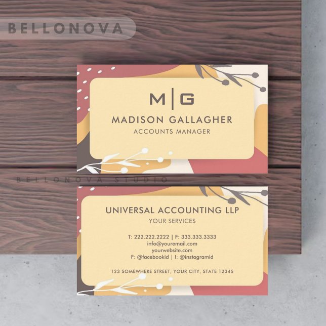 Anpassningsbar Beige Rosa Gult Aesthetic Professio Visitkort (Custom Beige Pink Yellow Aesthetic Professional Business Card)