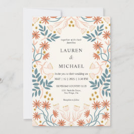 Anpassningsbar Beige Rosa Peach Terracotta Blommar Inbjudningar