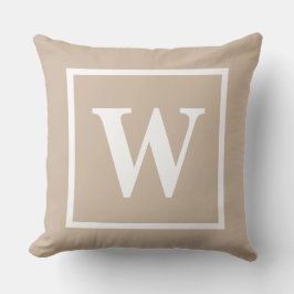 Anpassningsbar Beige Square Monogram Initial Dekor Kudde