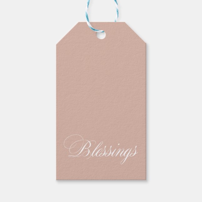 Anpassningsbar Beige White Blessings Gift-Märkre Presentetikett (Framsidan)