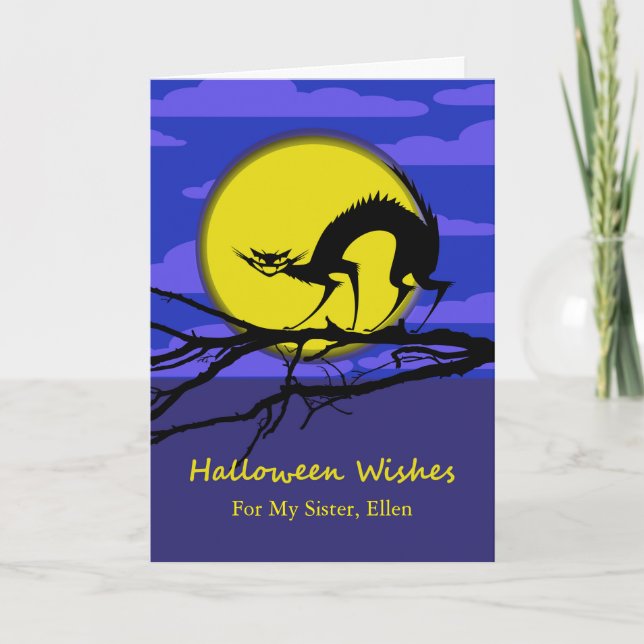 Anpassningsbar beklär Halloween för systern, katt Kort (Framsida)