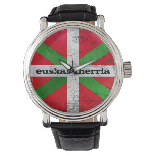 Anpassningsbar bekymrad baskisk landflagga, armbandsur