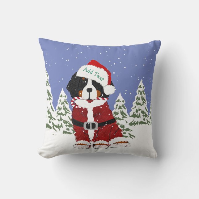 Anpassningsbar Bernese Mountain Hund Santa Tass Kudde (Framsida)