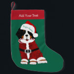 Anpassningsbar Bernese Mountain Hund Santa Tass Liten Julstrumpa<br><div class="desc">Helgdag Bernese Mountain-Hund på fritiden Personlig i julklapp,  med doodle-klocka,  effekt Santa kostym och julhatt som håller candy cane i munnen. Cute christmas-presentidé för Berner älskare!</div>