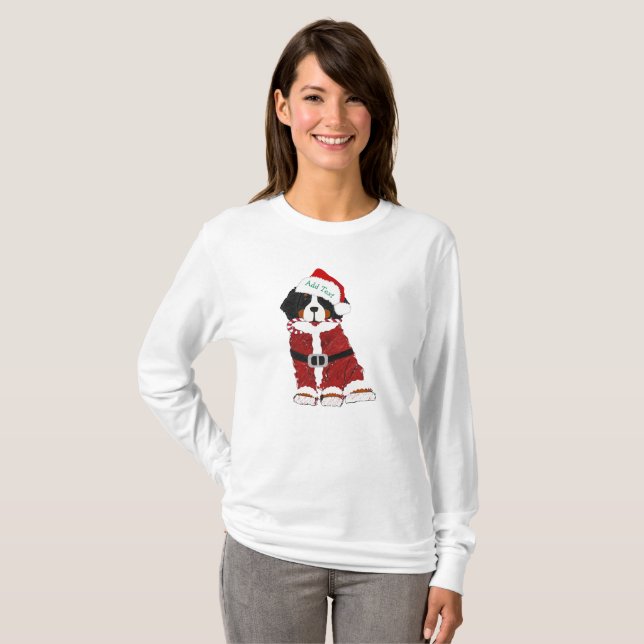 Anpassningsbar Bernese Mountain Hund Santa Tass T-shirt (Hel framsida)