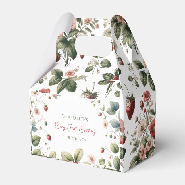 Anpassningsbar Berry First Birthday jordgubbe Presentaskar (Framsidan Sidan)