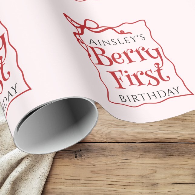 Anpassningsbar Berry First Coquette Rosa Bow 1:a f Presentpapper (Skapare uppladdad)