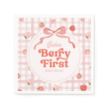 Anpassningsbar Berry First Födelsedagsfest Napkins