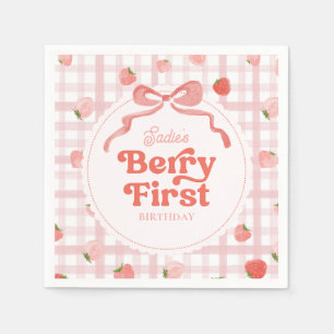 Anpassningsbar Berry First Födelsedagsfest Napkins Pappersservett