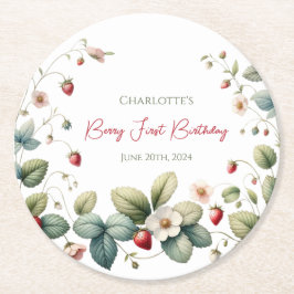 Anpassningsbar Berry Första födelsedag Underlägg Papper Rund