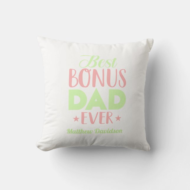 Anpassningsbar Best Bonus Pappa någonsin Typografi Kudde (Framsida)