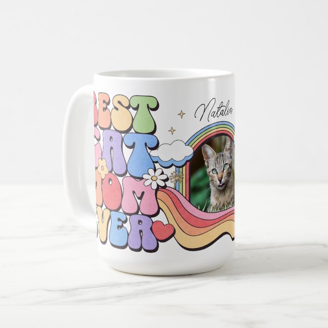 Anpassningsbar Best Cat Mamma All Personlig Coffee Kaffemugg (Framsida vänster)