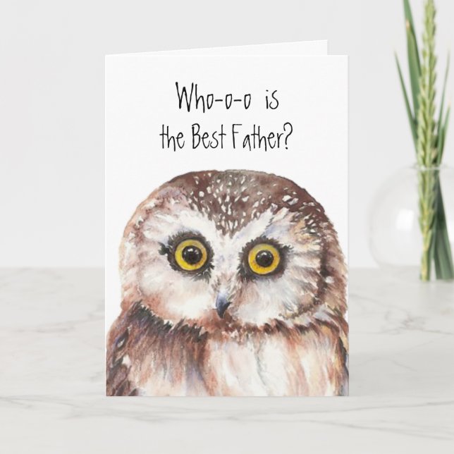 Anpassningsbar Best Far Cute Uggla Humor Kort (Framsida)