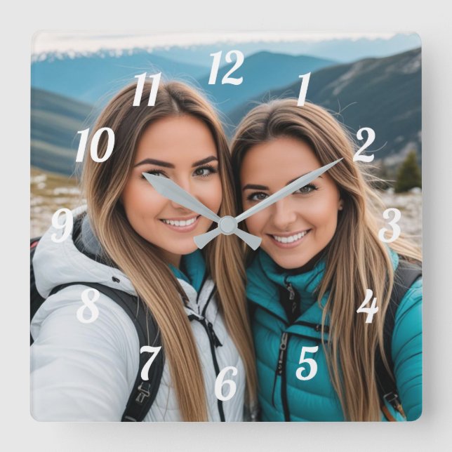 Anpassningsbar Best Friends Bild Fyrkantig Klocka (Framsida)