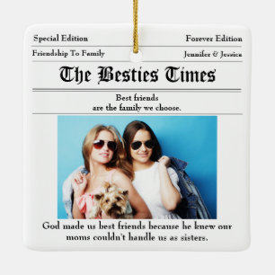 Anpassningsbar Best Friends Newspaper 2 Photo Julgransprydnad Keramik