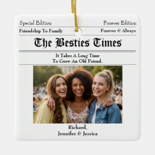 Anpassningsbar Best Friends Newspaper Photo Julgransprydnad Keramik
