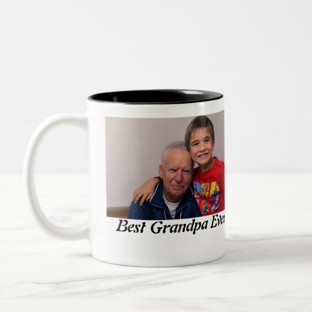 Anpassningsbar Best Grandpa Aldrig Photo Två-Tonad Mugg (Vänster)